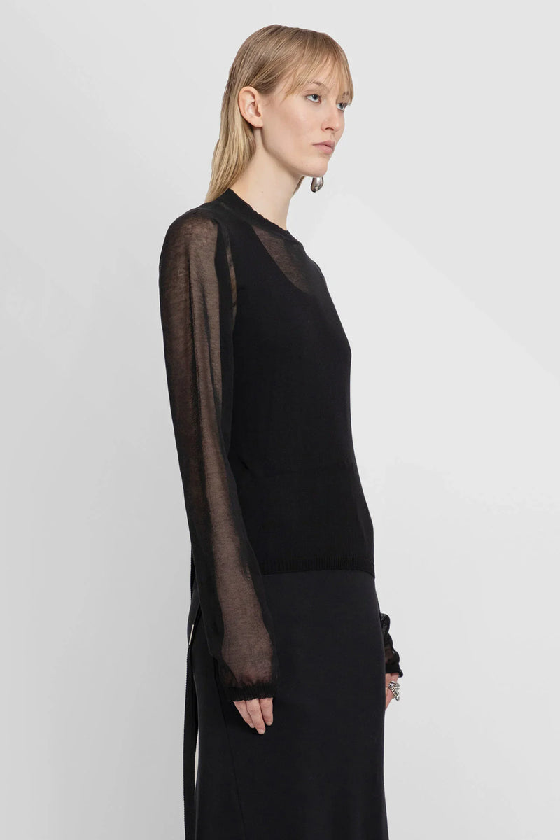 ANN DEMEULEMEESTER WOMAN BLACK T-SHIRTS & TANK TOPS - Antonioli.eu