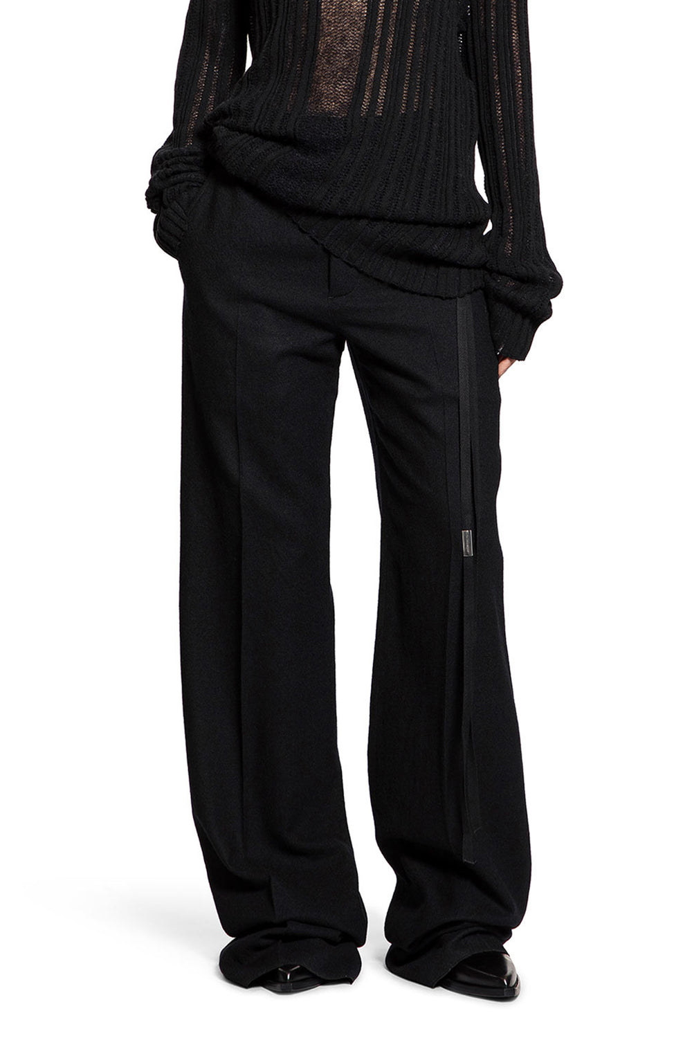 ANN DEMEULEMEESTER Brushed Wool Maaike Flared Leg Trousers woman