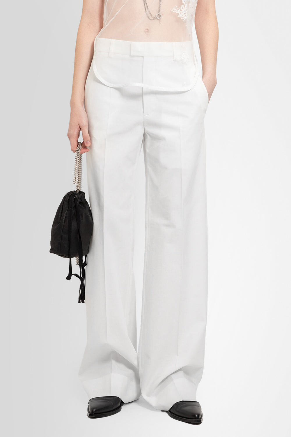 ANN DEMEULEMEESTER WOMAN WHITE TROUSERS