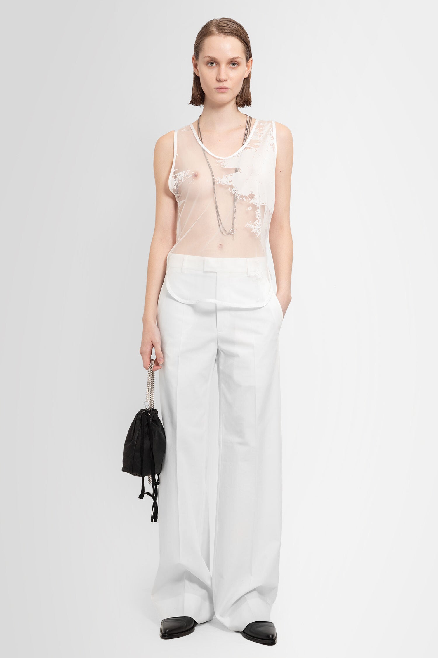 ANN DEMEULEMEESTER WOMAN WHITE TROUSERS