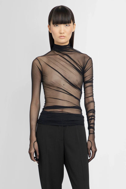 Gloved Long Sleeves Xenia Draped T-Shirt - Antonioli.eu
