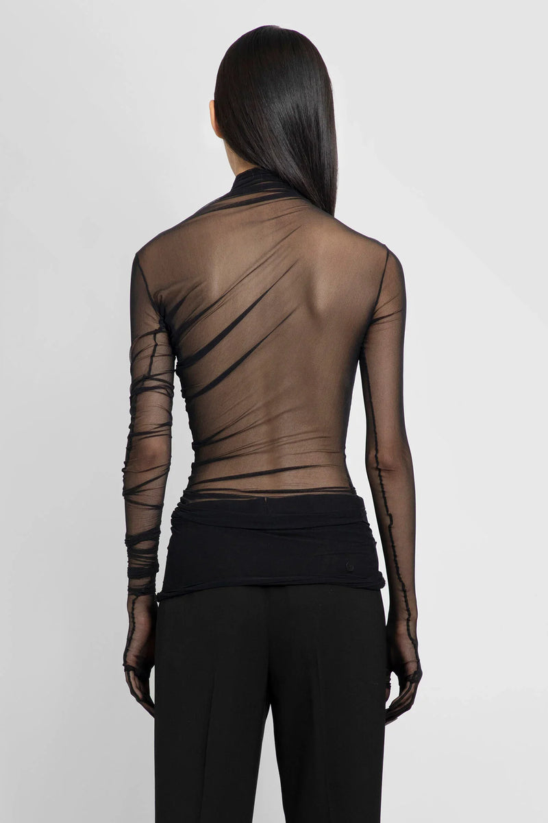 Gloved Long Sleeves Xenia Draped T-Shirt - Antonioli.eu