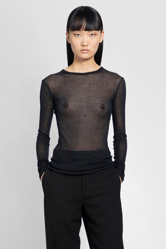 ANN DEMEULEMEESTER WOMAN BLACK T-SHIRTS & TANK TOPS