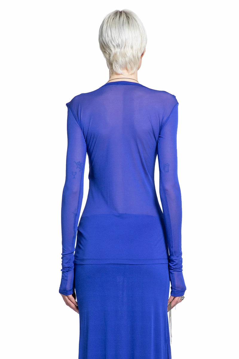 ANN DEMEULEMEESTER WOMAN BLUE T-SHIRTS & TANK TOPS - Antonioli.eu