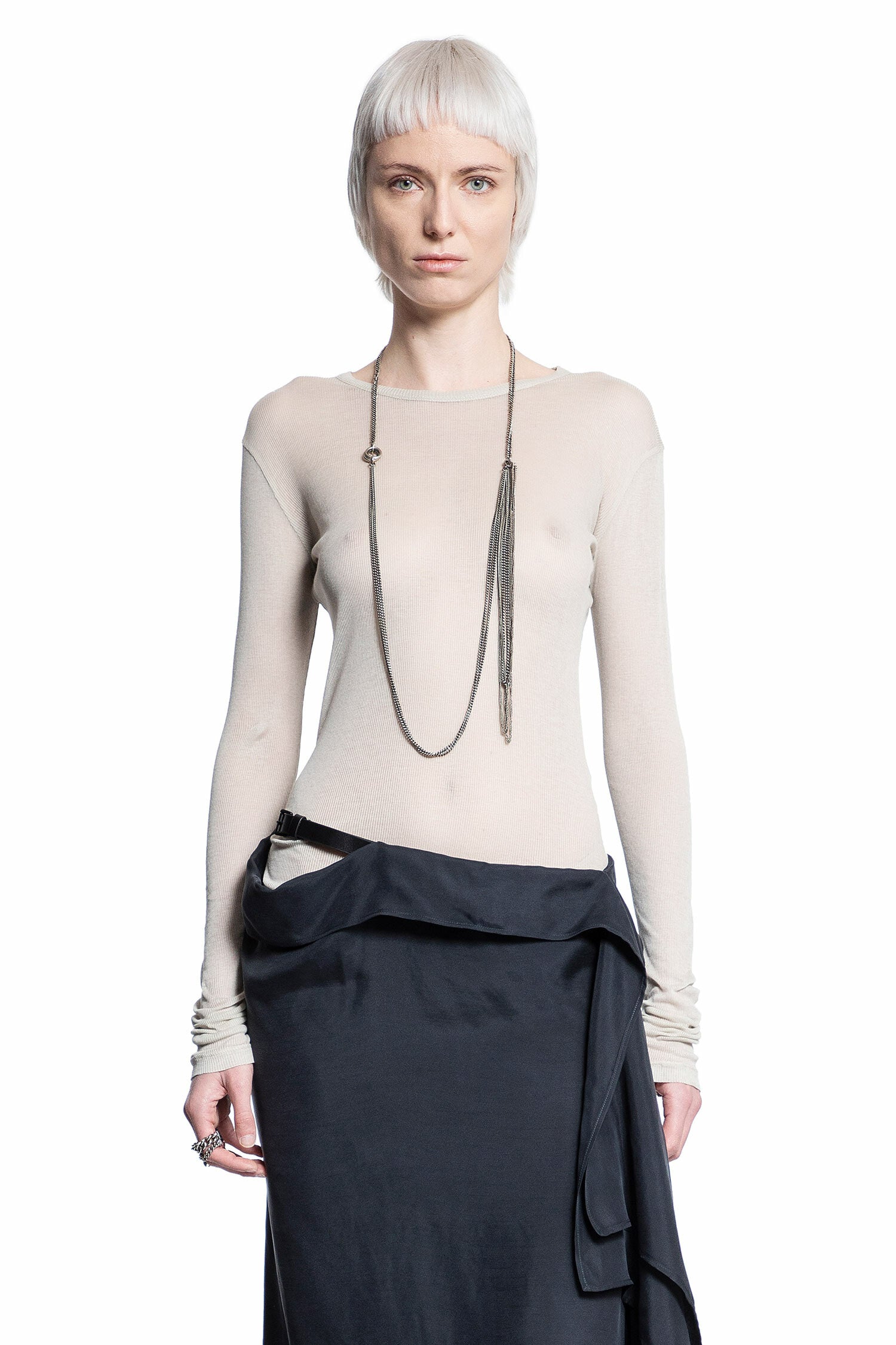 ANN DEMEULEMEESTER WOMAN BEIGE T-SHIRTS & TANK TOPS