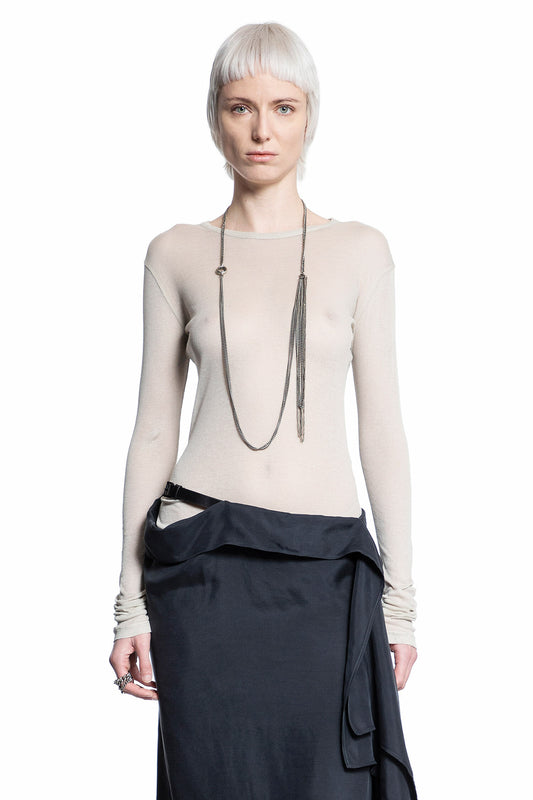 ANN DEMEULEMEESTER WOMAN BEIGE T-SHIRTS & TANK TOPS