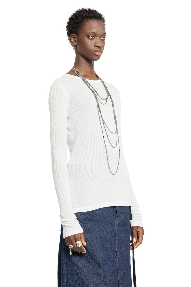 ANN DEMEULEMEESTER WOMAN OFF-WHITE T-SHIRTS & TANK TOPS