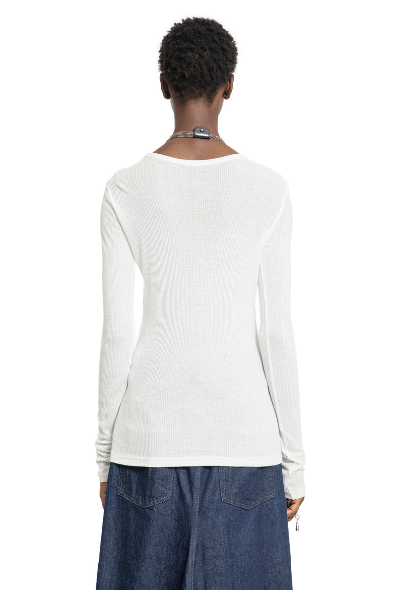 ANN DEMEULEMEESTER WOMAN OFF-WHITE T-SHIRTS & TANK TOPS