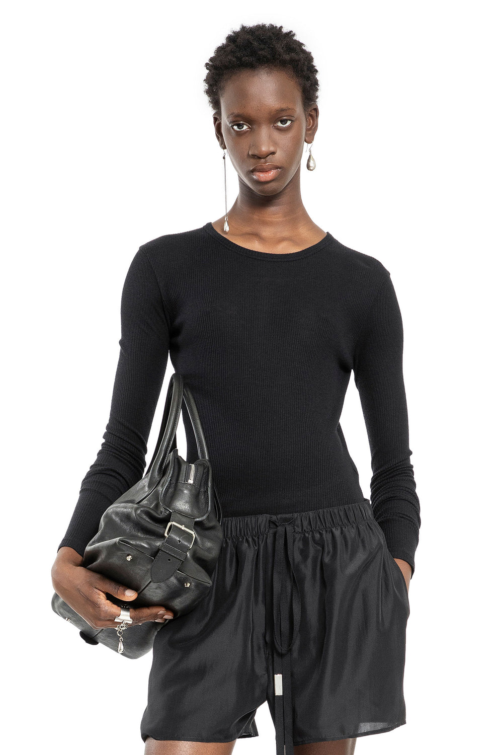 ANN DEMEULEMEESTER WOMAN BLACK T-SHIRTS & TANK TOPS