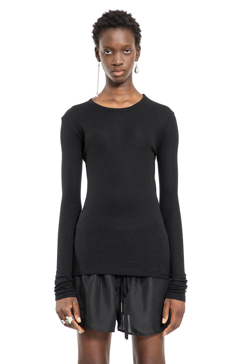 ANN DEMEULEMEESTER WOMAN BLACK T-SHIRTS & TANK TOPS