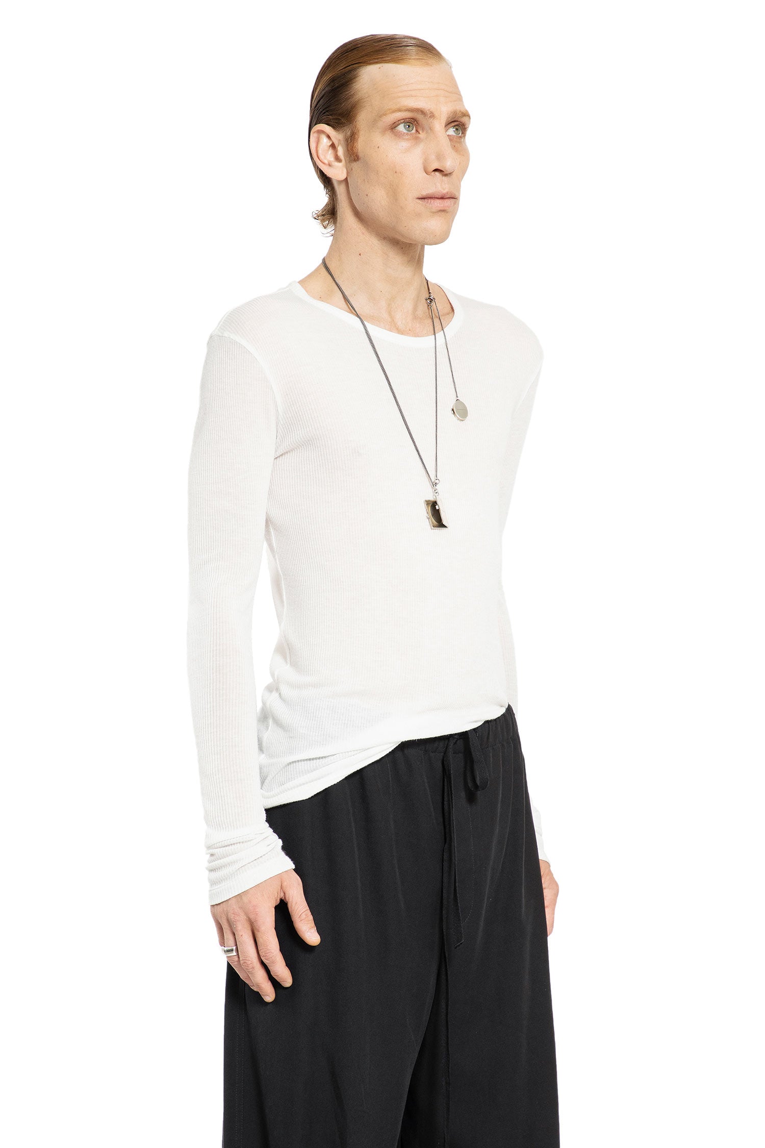 ANN DEMEULEMEESTER MAN OFF-WHITE T-SHIRTS & TANK TOPS