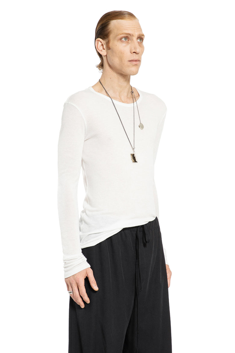 ANN DEMEULEMEESTER MAN OFF-WHITE T-SHIRTS & TANK TOPS