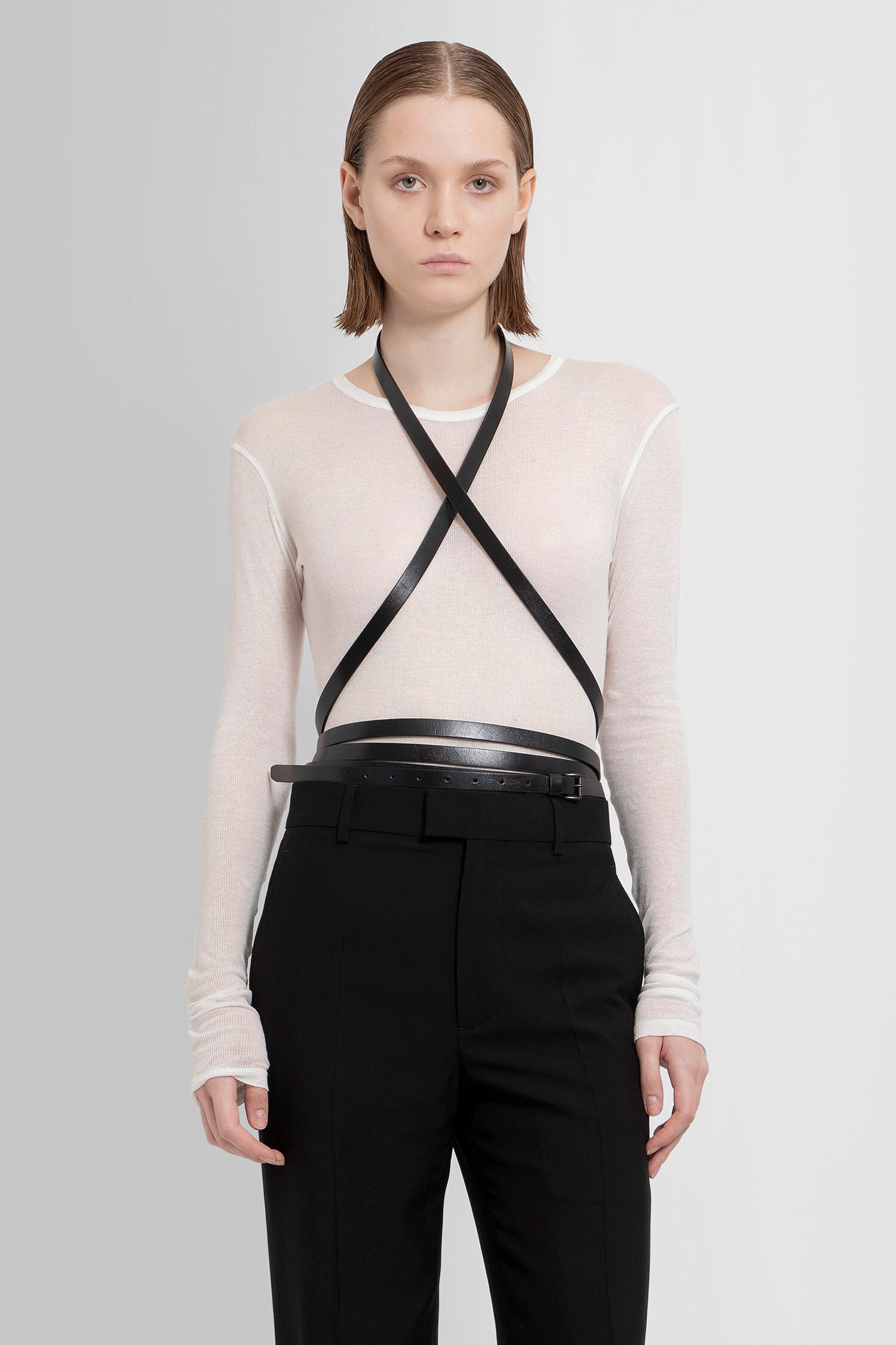 ANN DEMEULEMEESTER UNISEX BLACK BELTS