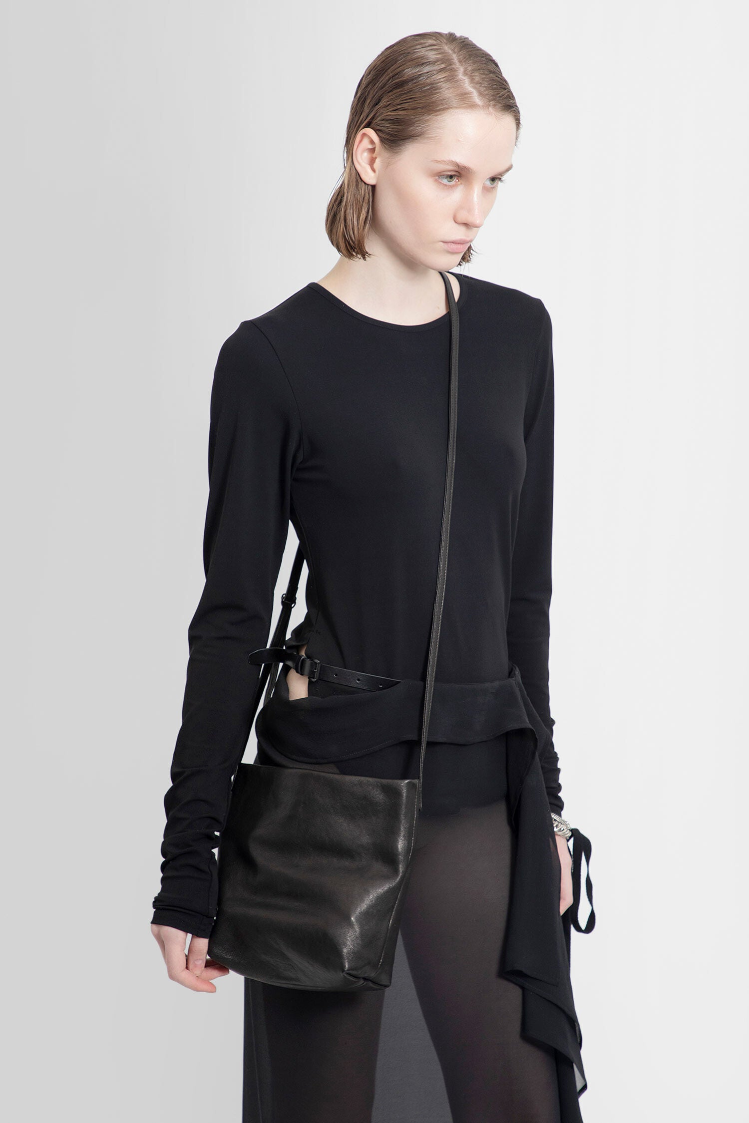 ANN DEMEULEMEESTER UNISEX BLACK CROSSBODY BAGS