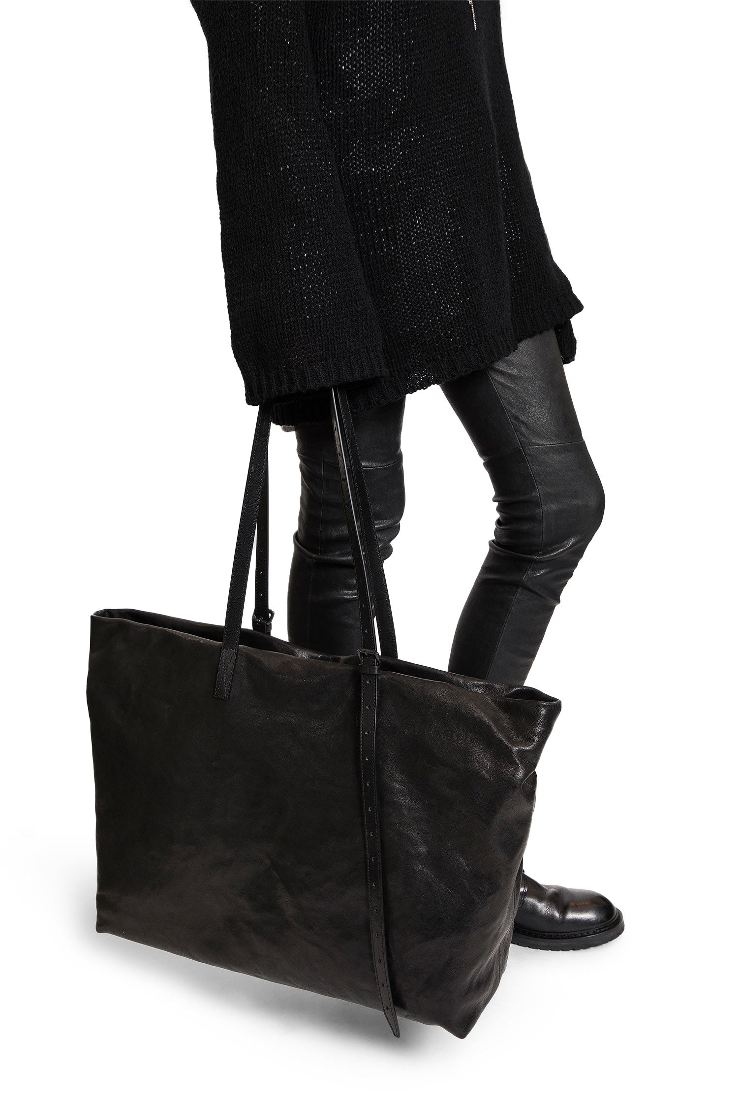 ANN DEMEULEMEESTER UNISEX BLACK TOTE BAGS