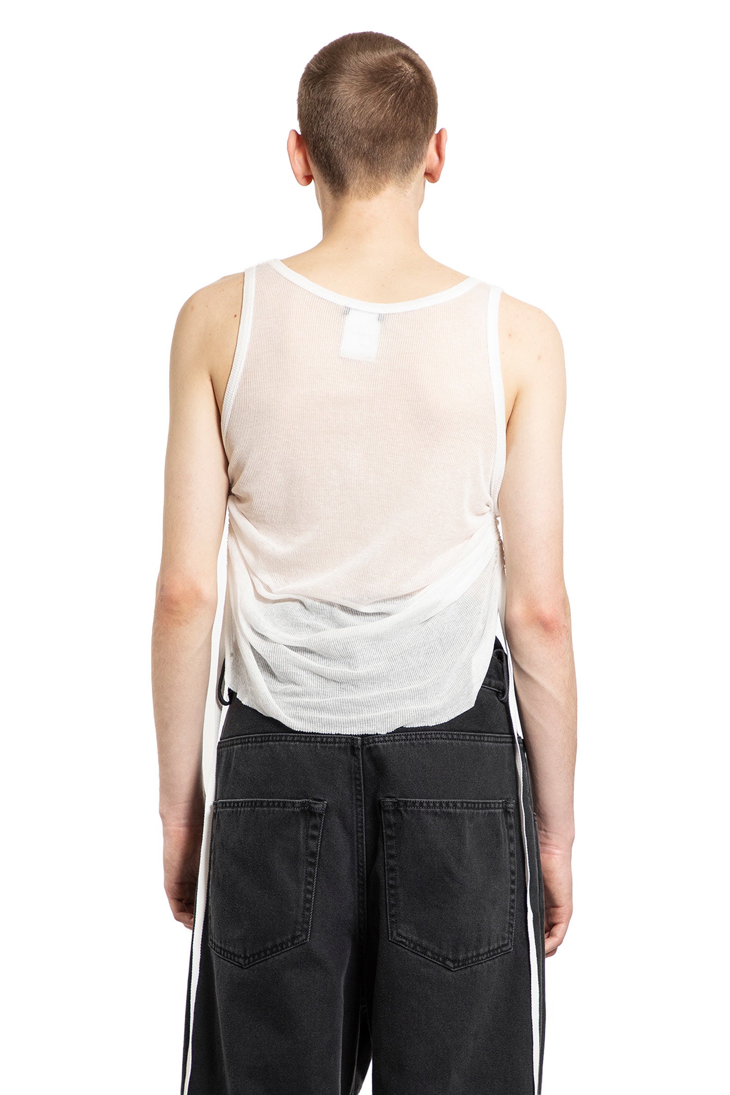 ANN DEMEULEMEESTER MAN OFF-WHITE T-SHIRTS & TANK TOPS