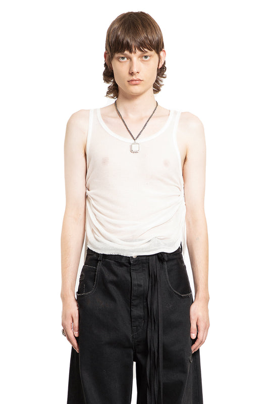 ANN DEMEULEMEESTER MAN OFF-WHITE T-SHIRTS & TANK TOPS