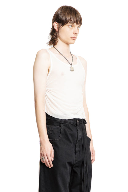 ANN DEMEULEMEESTER MAN OFF-WHITE T-SHIRTS & TANK TOPS