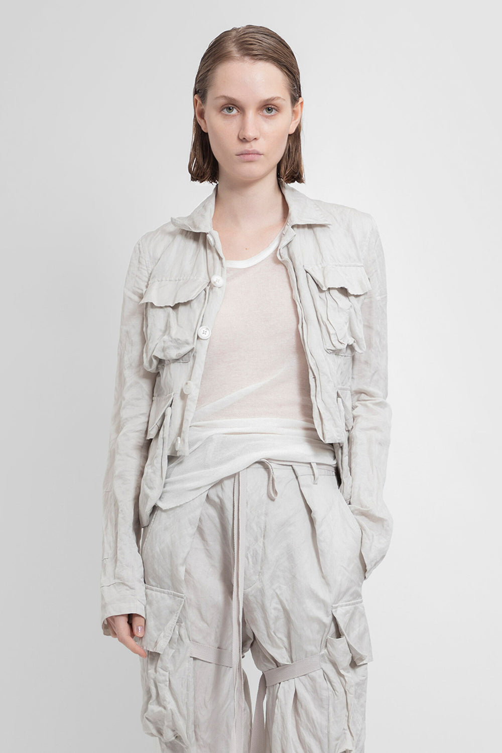 ANN DEMEULEMEESTER WOMAN OFF-WHITE JACKETS