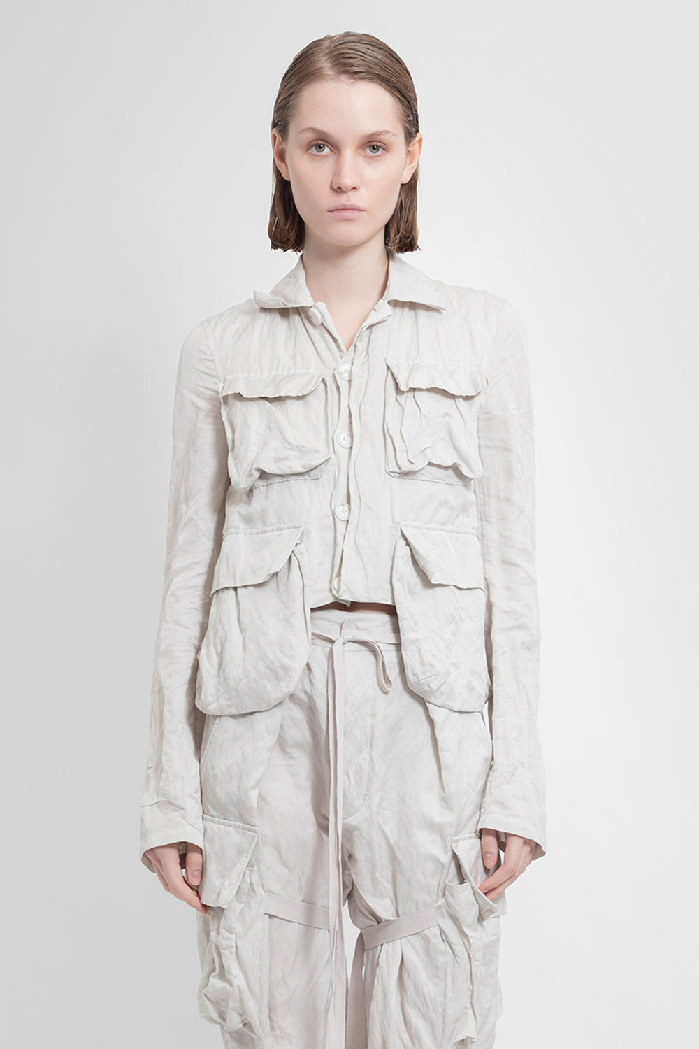 ANN DEMEULEMEESTER WOMAN OFF-WHITE JACKETS