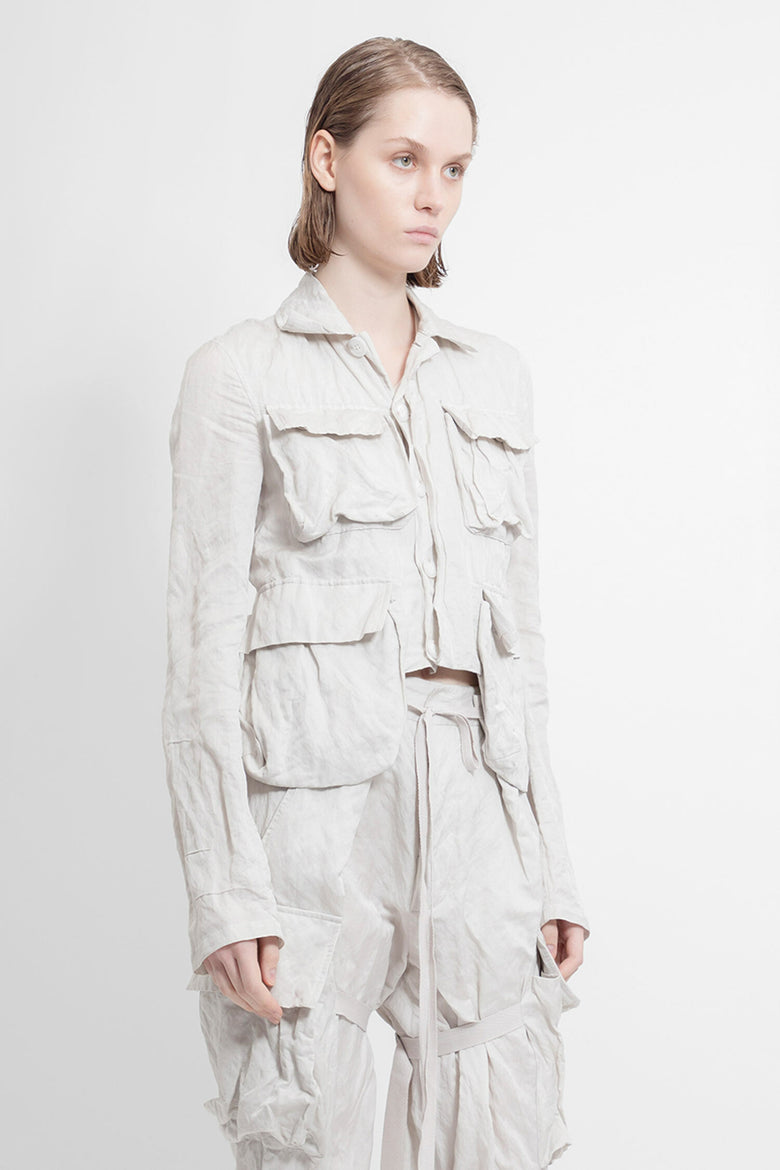 ANN DEMEULEMEESTER WOMAN OFF-WHITE JACKETS