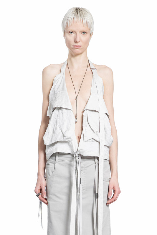 ANN DEMEULEMEESTER WOMAN OFF-WHITE VESTS