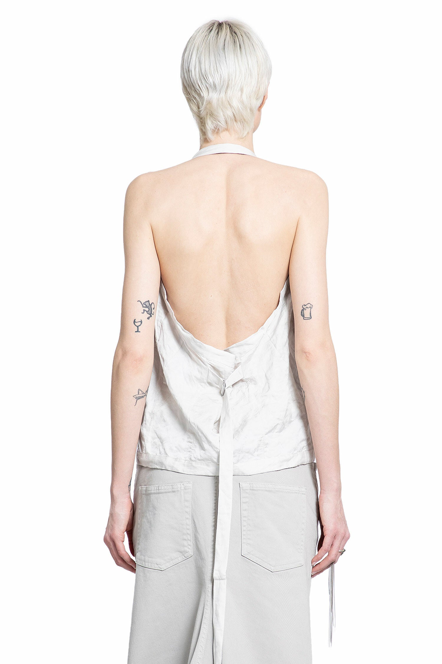 ANN DEMEULEMEESTER WOMAN OFF-WHITE VESTS