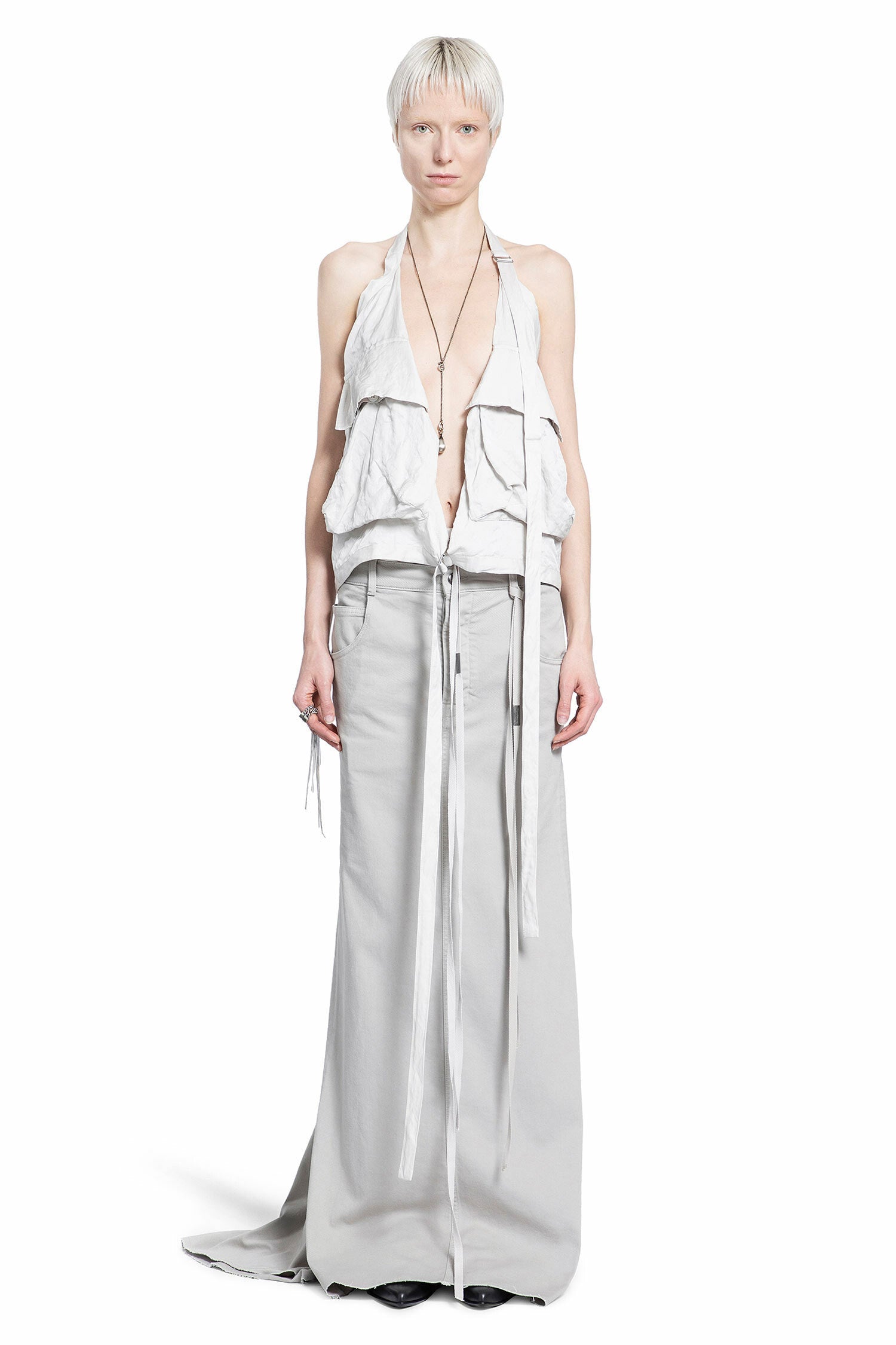 ANN DEMEULEMEESTER WOMAN OFF-WHITE VESTS