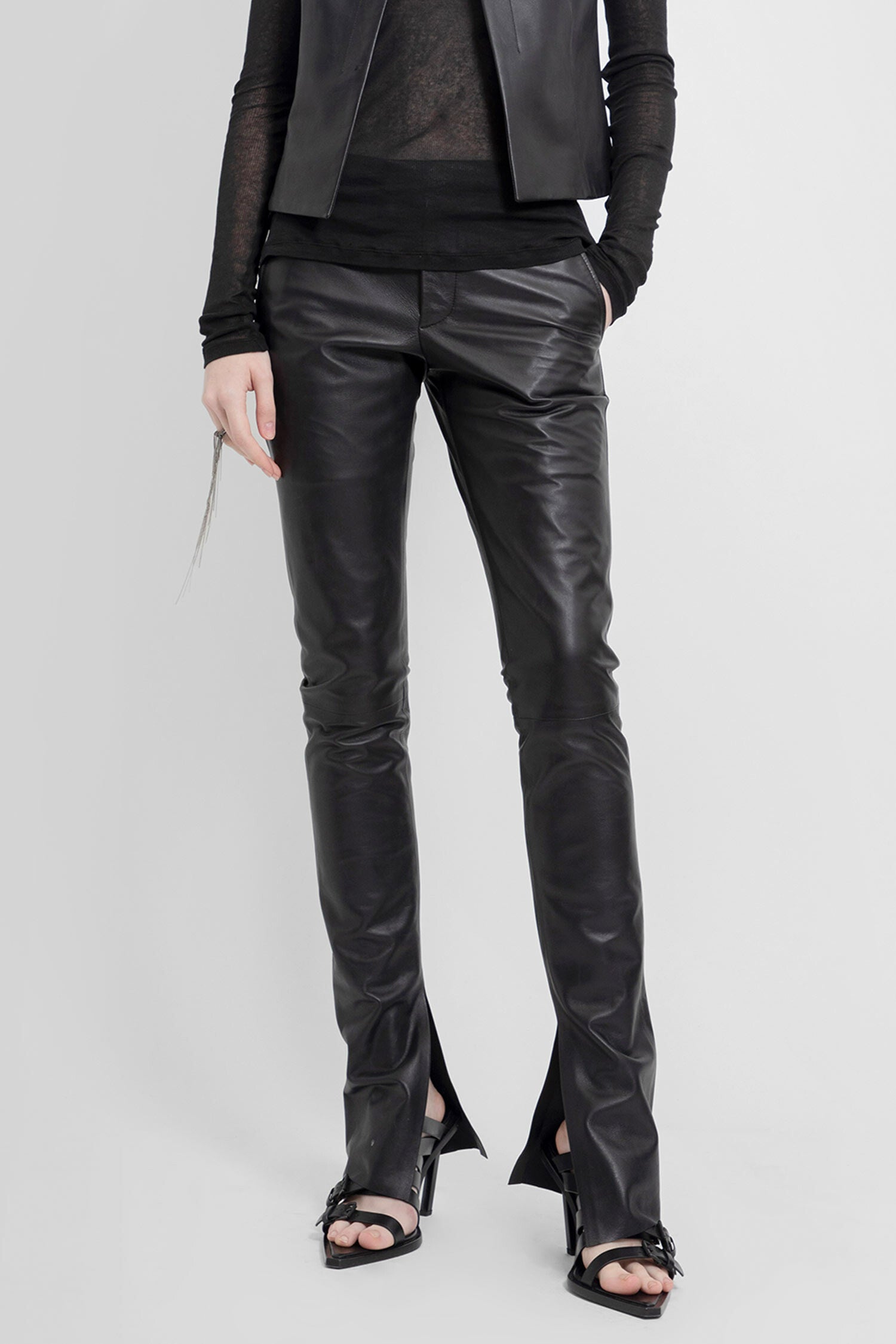 ANN DEMEULEMEESTER WOMAN BLACK TROUSERS