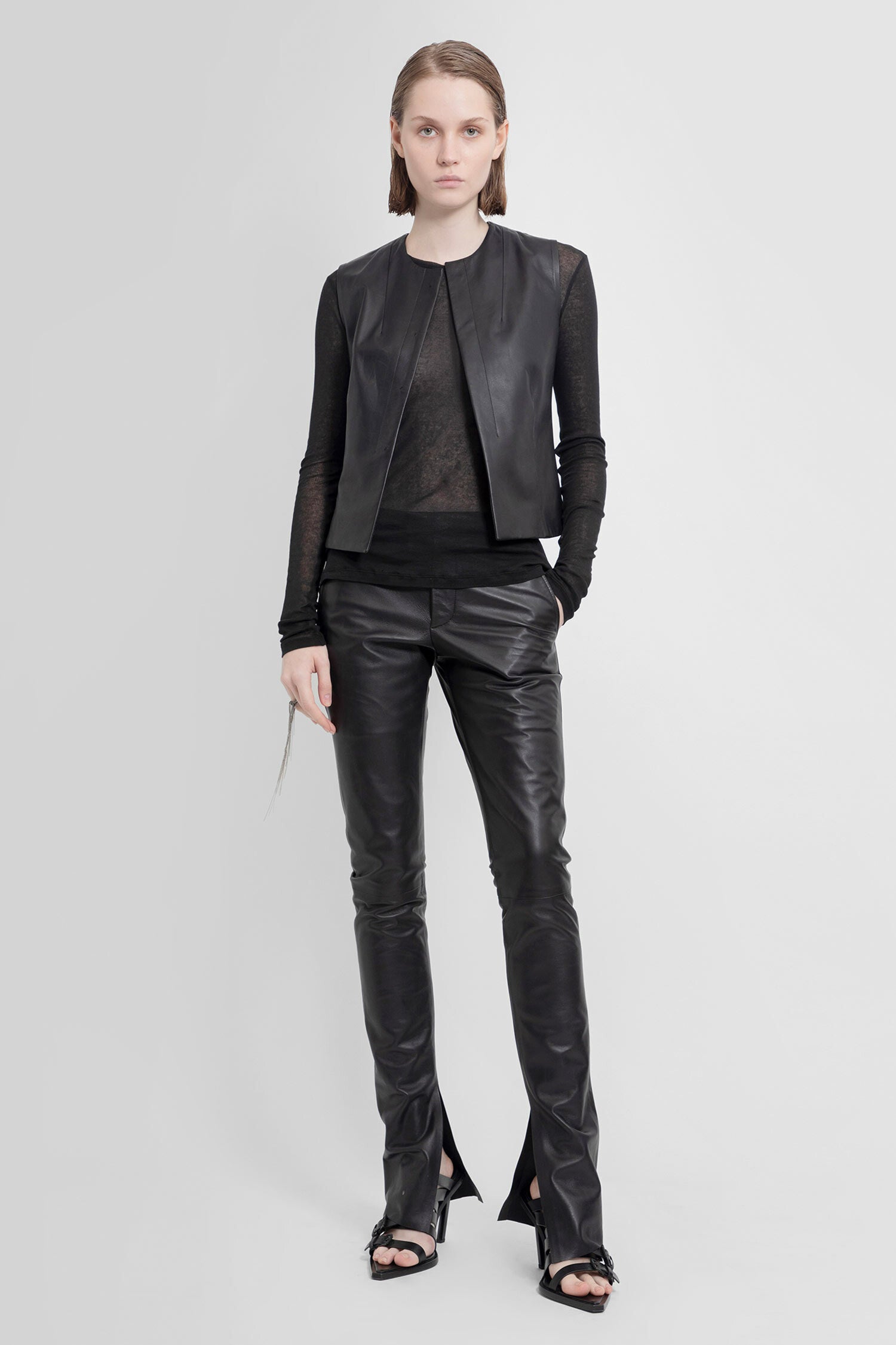 ANN DEMEULEMEESTER WOMAN BLACK TROUSERS