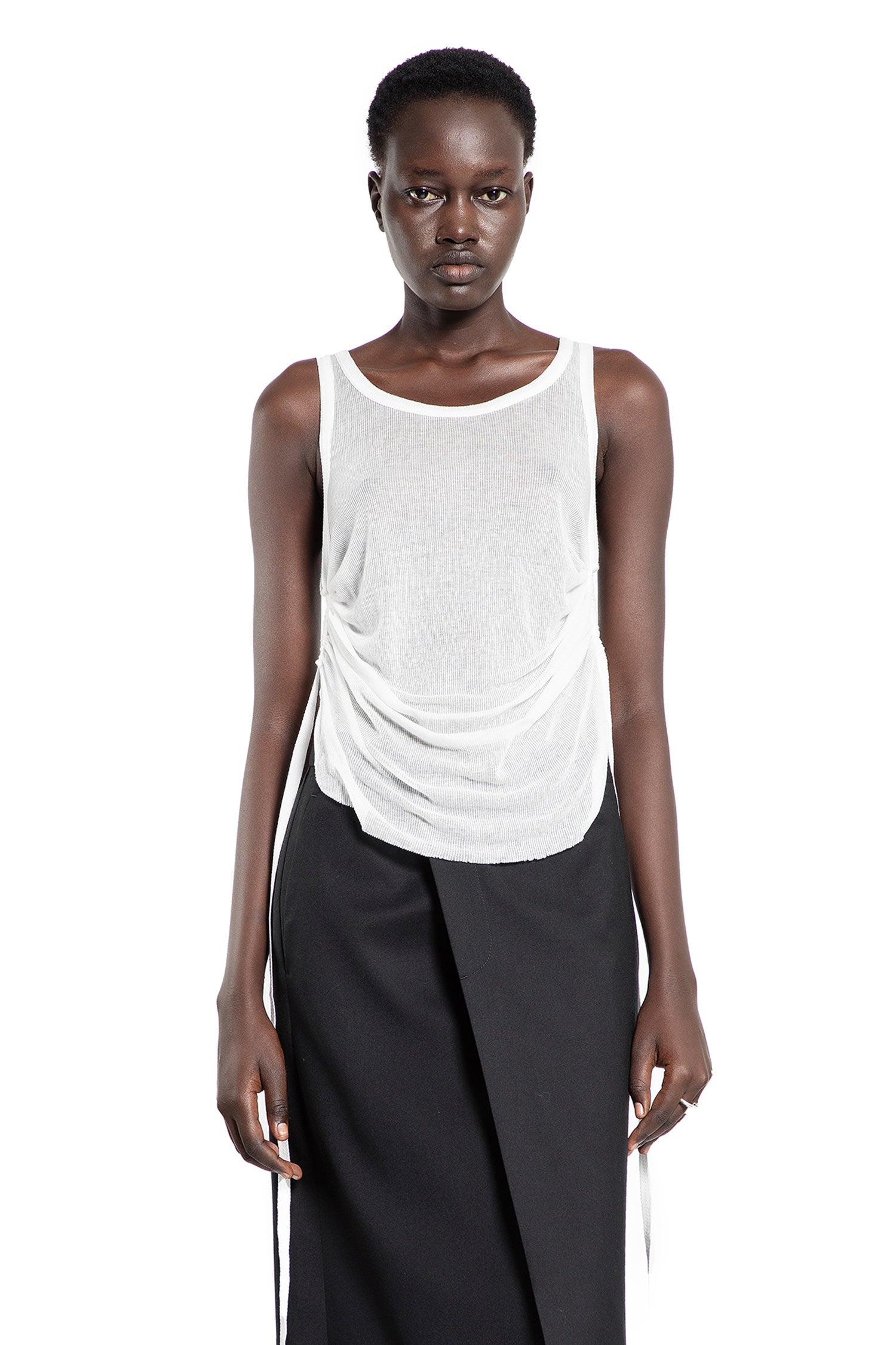 ANN DEMEULEMEESTER WOMAN OFF-WHITE T-SHIRTS & TANK TOPS