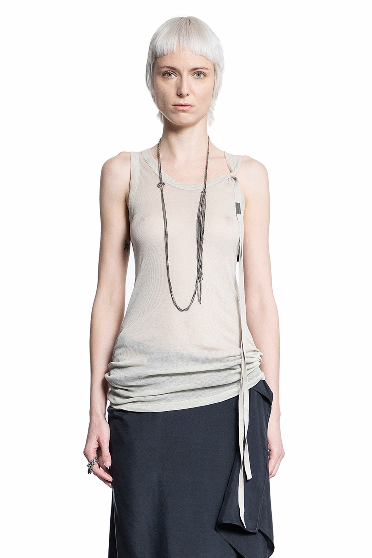 ANN DEMEULEMEESTER WOMAN BEIGE T-SHIRTS & TANK TOPS