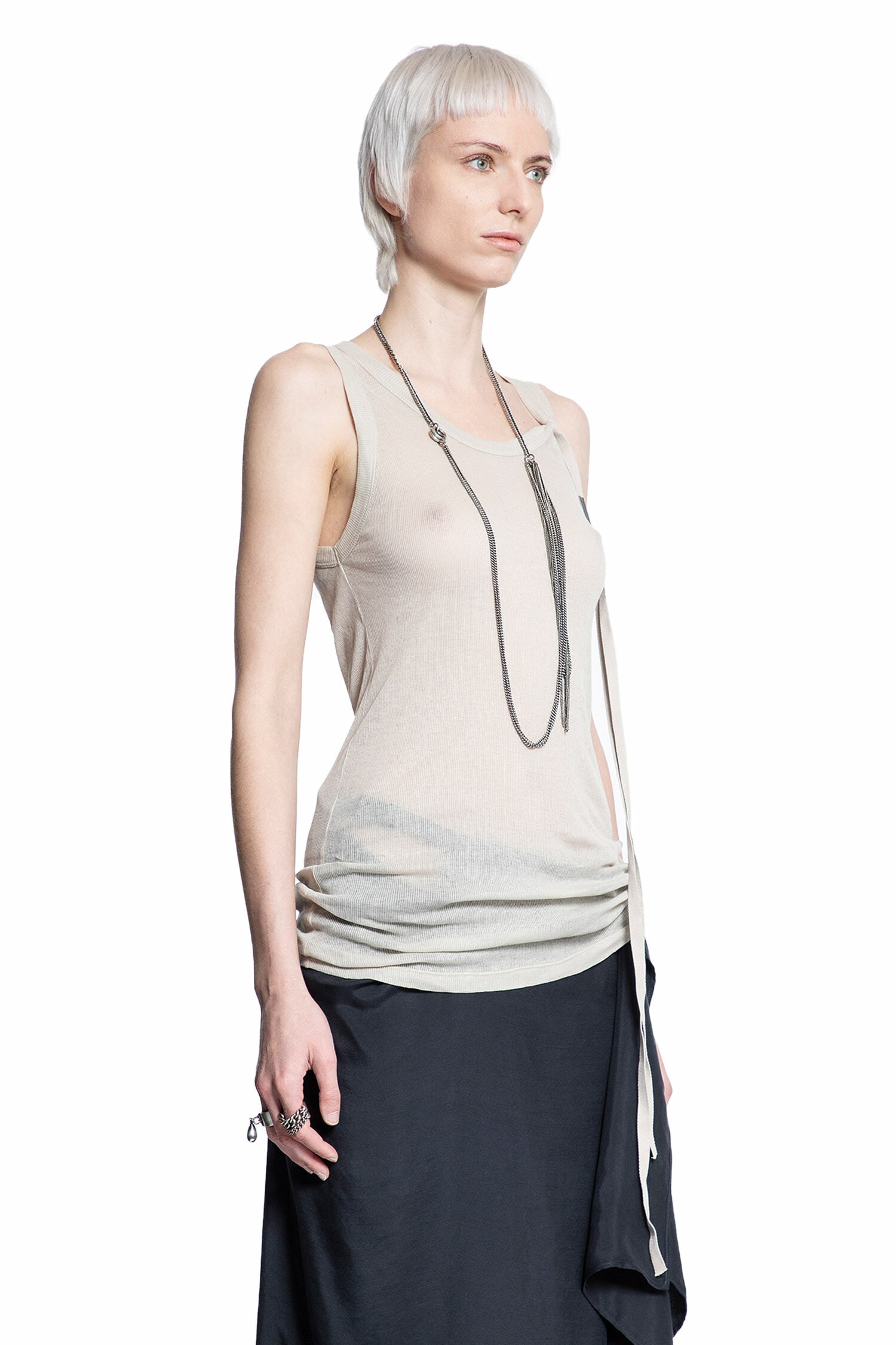 ANN DEMEULEMEESTER WOMAN BEIGE T-SHIRTS & TANK TOPS