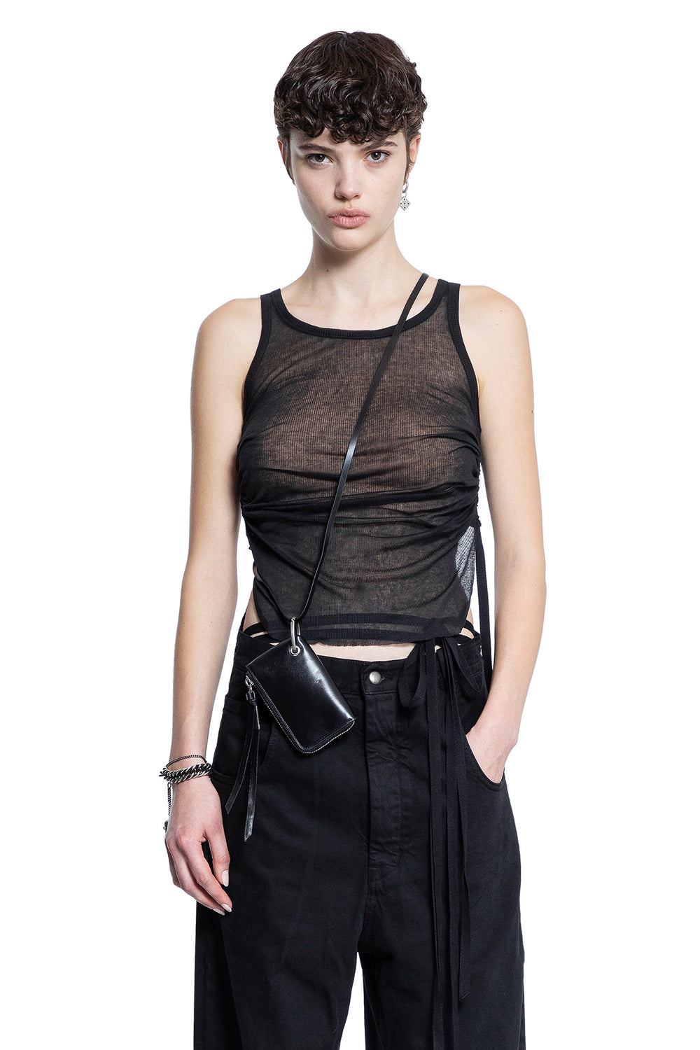 ANN DEMEULEMEESTER WOMAN BLACK T-SHIRTS & TANK TOPS