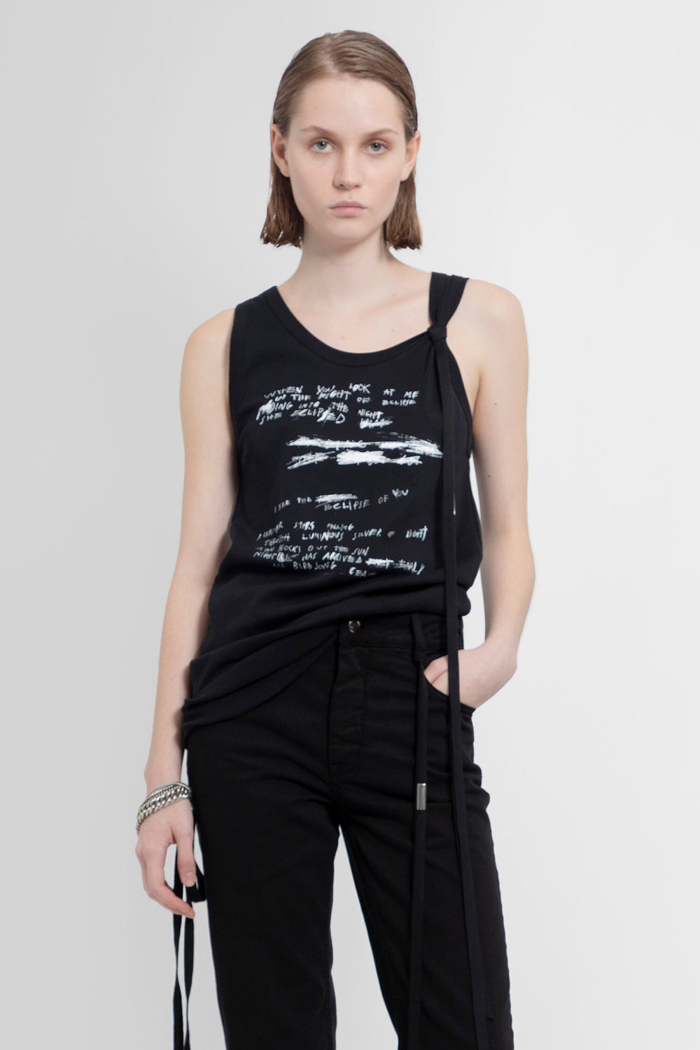 ANN DEMEULEMEESTER WOMAN BLACK T-SHIRTS & TANK TOPS