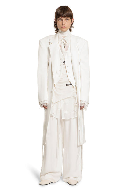 ANN DEMEULEMEESTER MAN OFF-WHITE TROUSERS