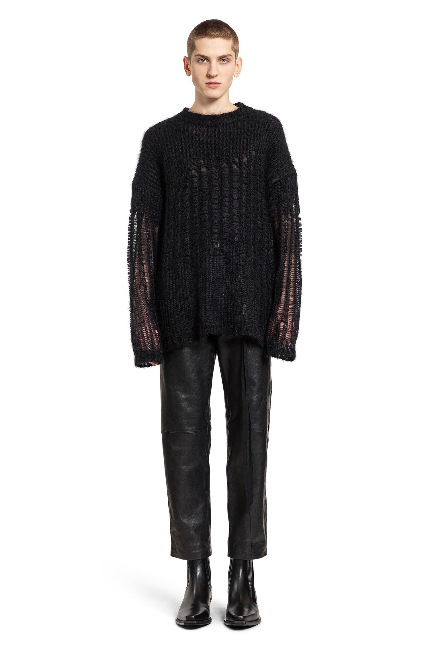 ANN DEMEULEMEESTER MAN BLACK KNITWEAR