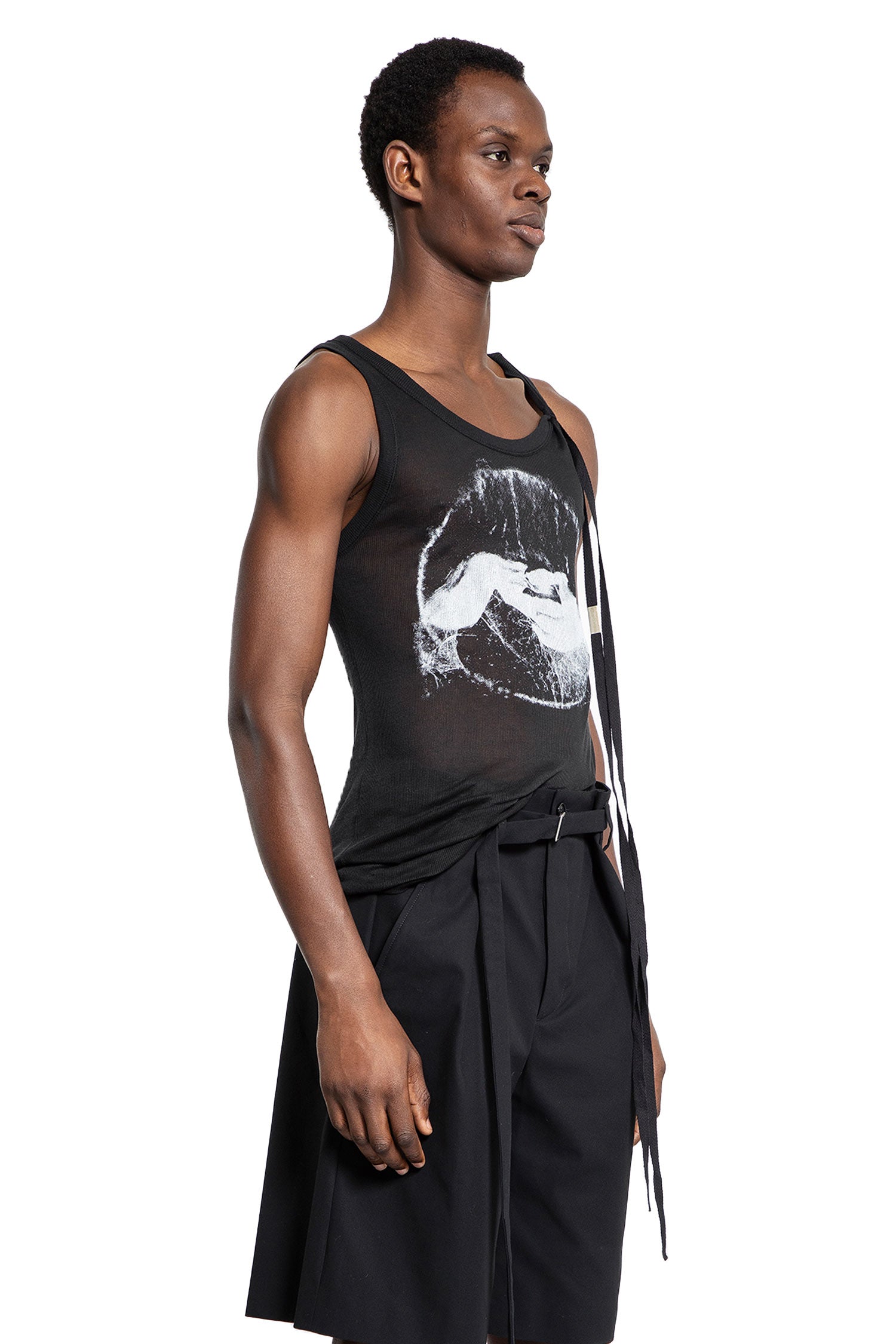 ANN DEMEULEMEESTER MAN BLACK T-SHIRTS & TANK TOPS