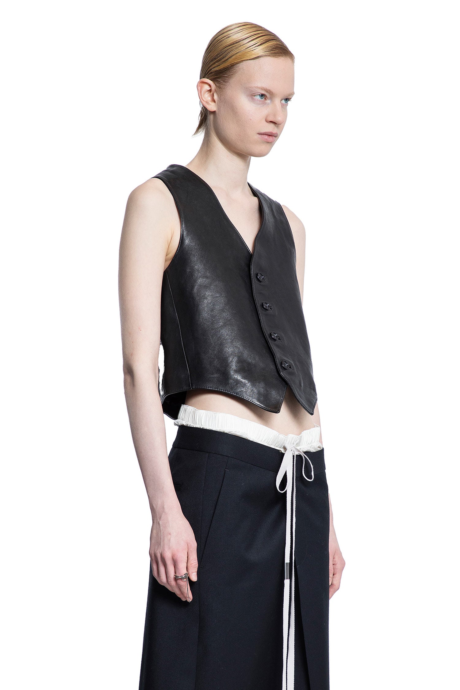 ANN DEMEULEMEESTER WOMAN BLACK VESTS