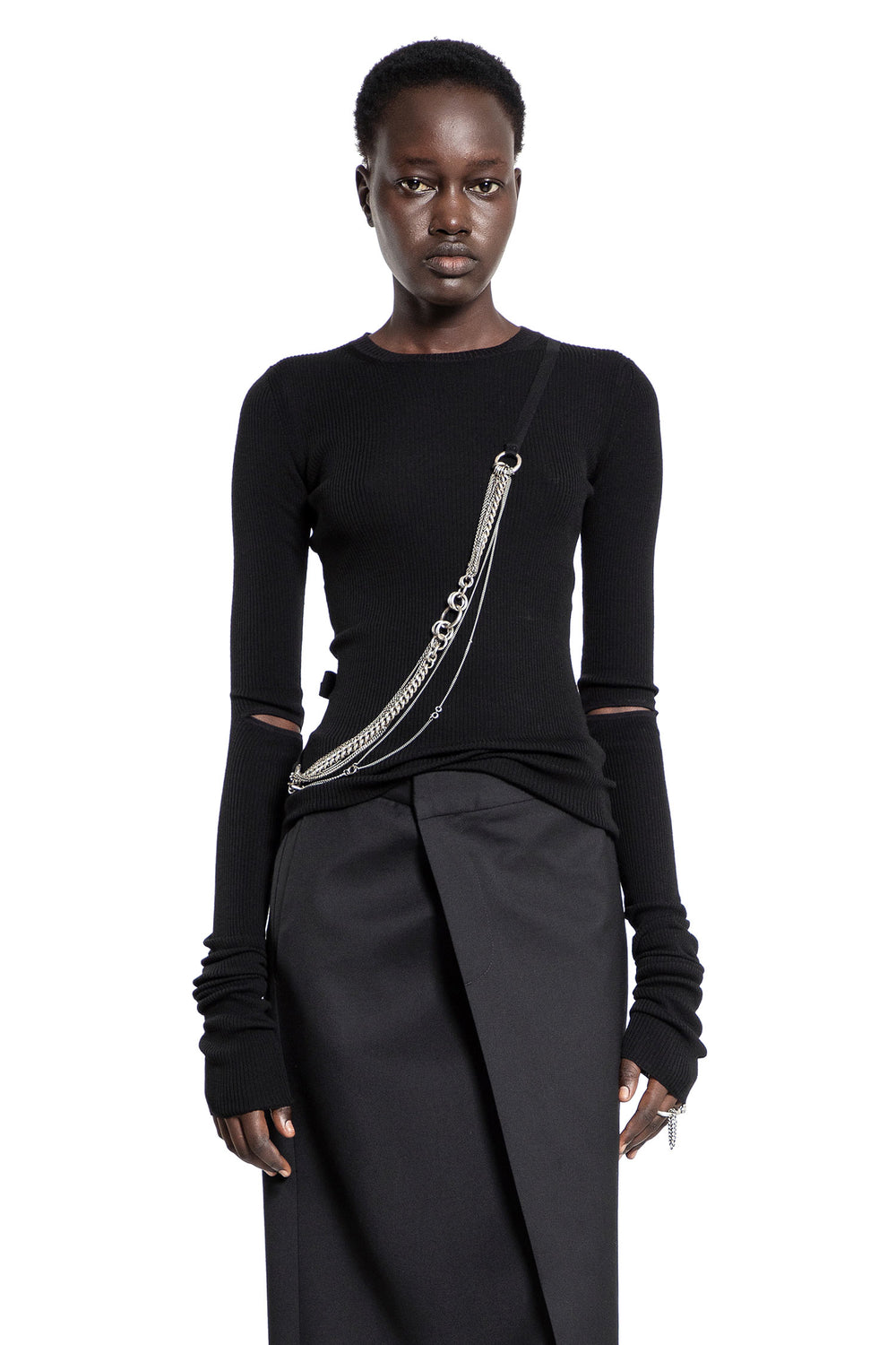 ANN DEMEULEMEESTER WOMAN BLACK KNITWEAR