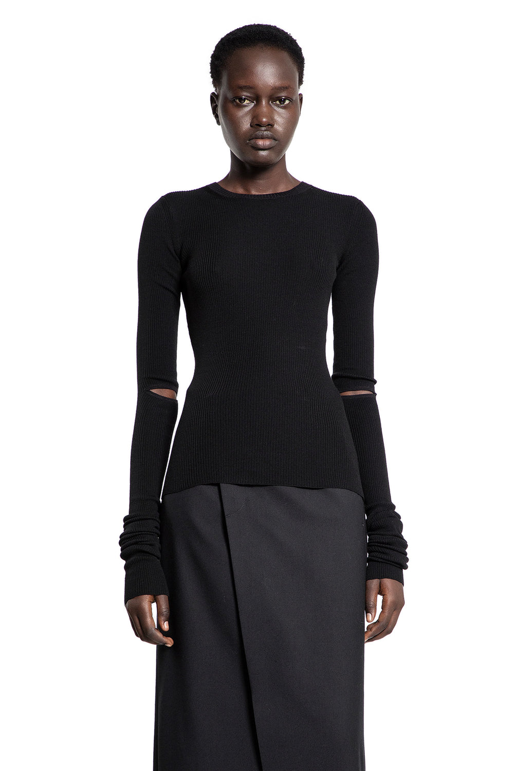 ANN DEMEULEMEESTER WOMAN BLACK KNITWEAR