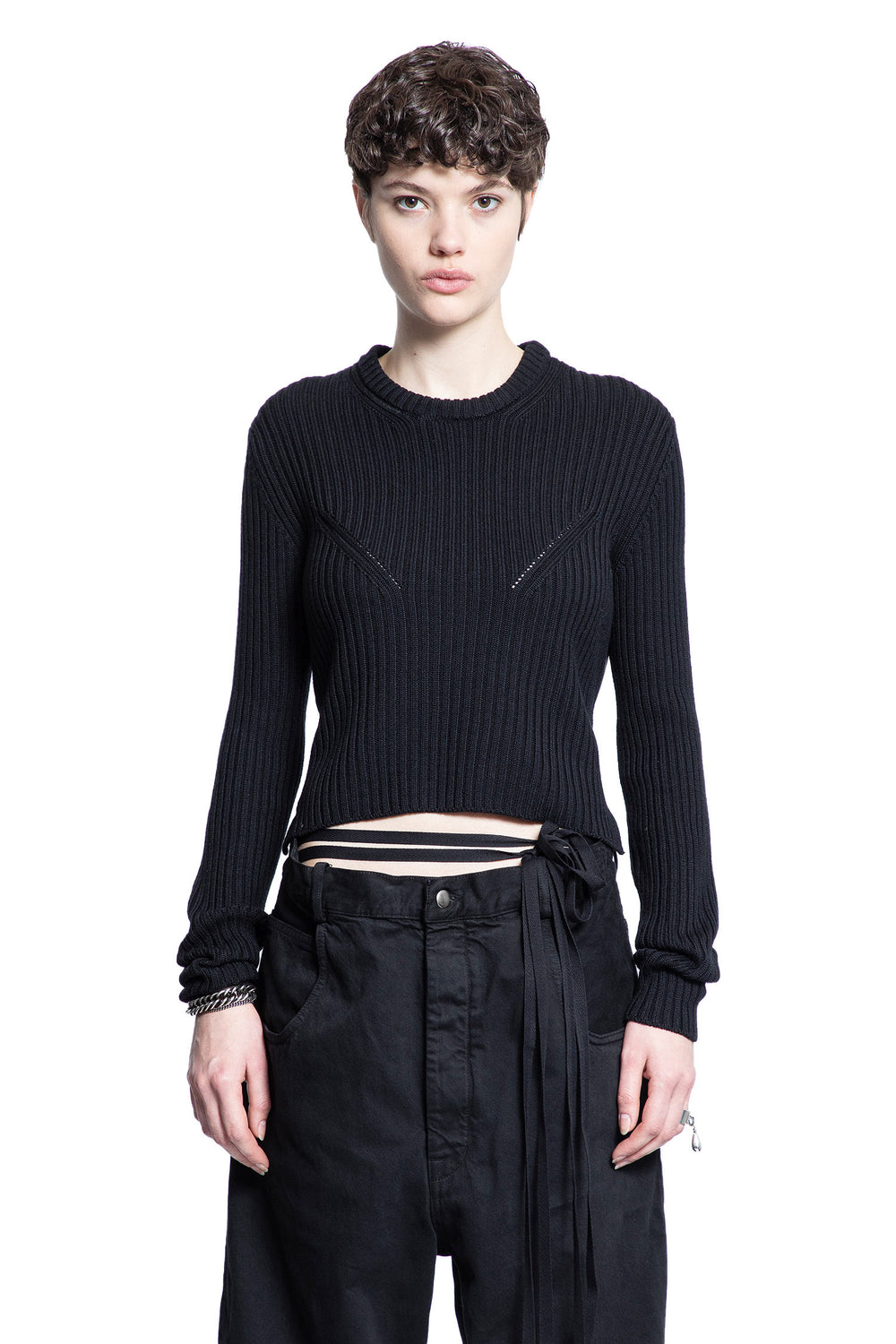 ANN DEMEULEMEESTER WOMAN BLACK KNITWEAR