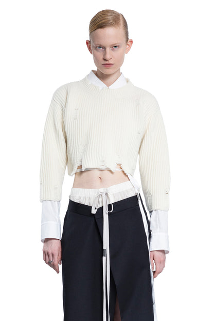 ANN DEMEULEMEESTER WOMAN OFF-WHITE KNITWEAR