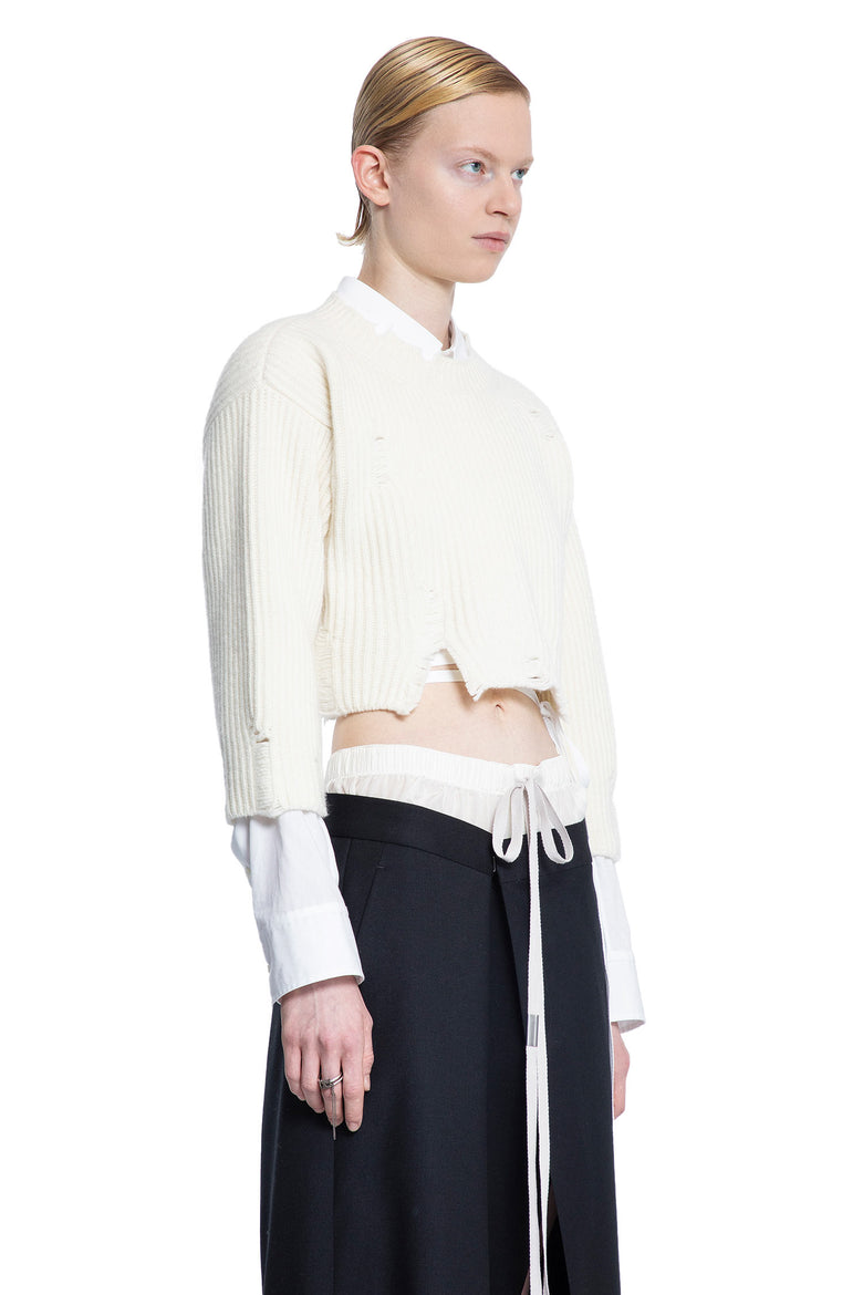 ANN DEMEULEMEESTER WOMAN OFF-WHITE KNITWEAR