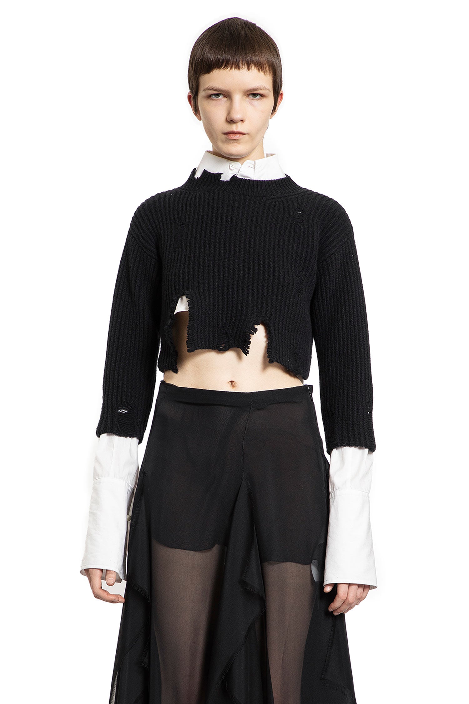 ANN DEMEULEMEESTER WOMAN BLACK KNITWEAR