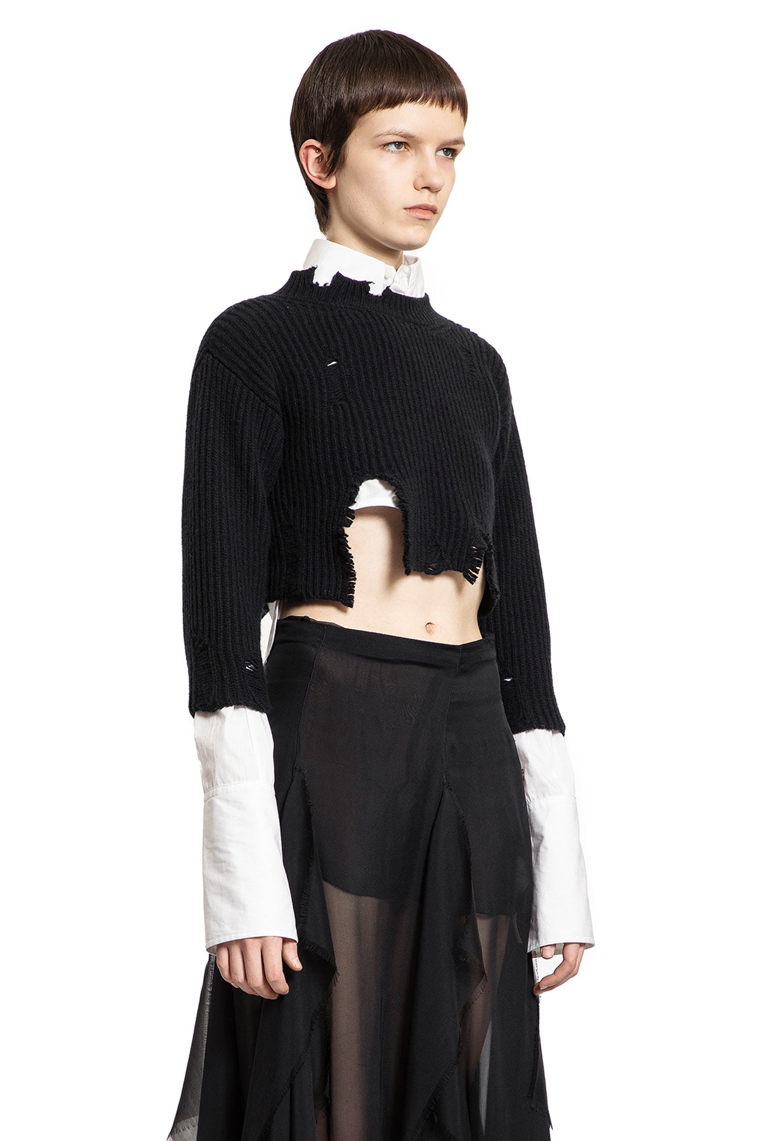 ANN DEMEULEMEESTER WOMAN BLACK KNITWEAR