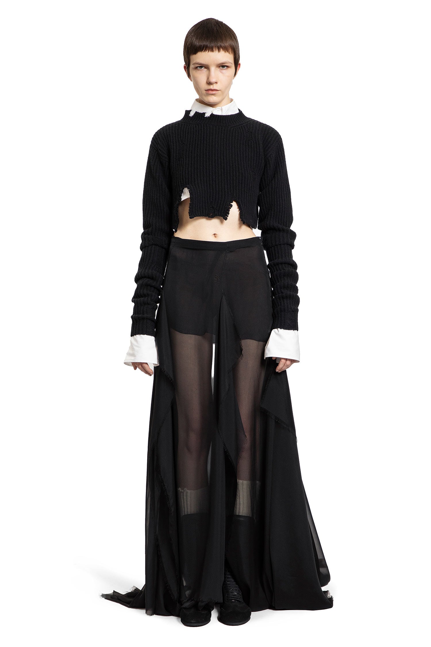 ANN DEMEULEMEESTER WOMAN BLACK KNITWEAR