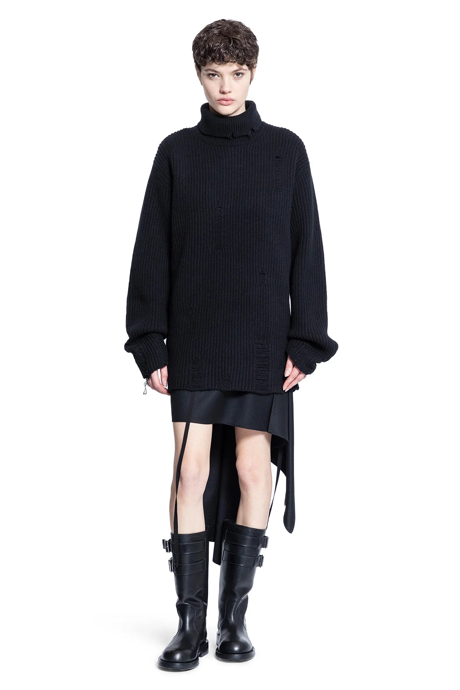 ANN DEMEULEMEESTER WOMAN BLACK KNITWEAR - Antonioli.eu
