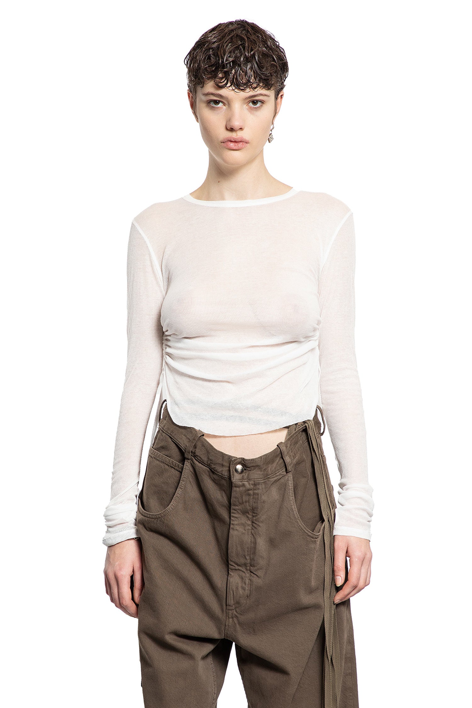 ANN DEMEULEMEESTER WOMAN OFF-WHITE TOPS