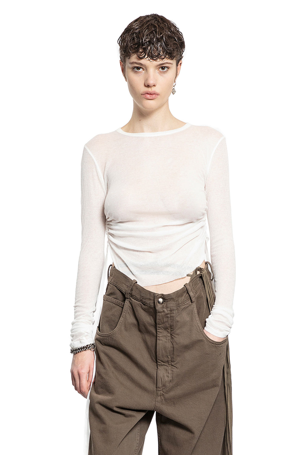 ANN DEMEULEMEESTER WOMAN OFF-WHITE TOPS